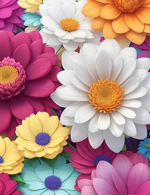 Fundo de flores em aquarela 3D