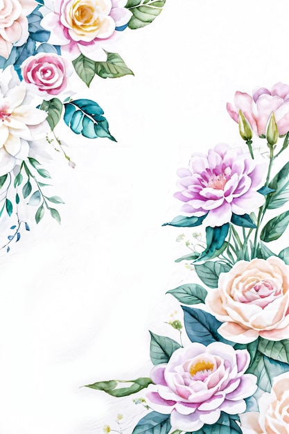 Fundo de flores estilo aquarela para papel de parede de texto