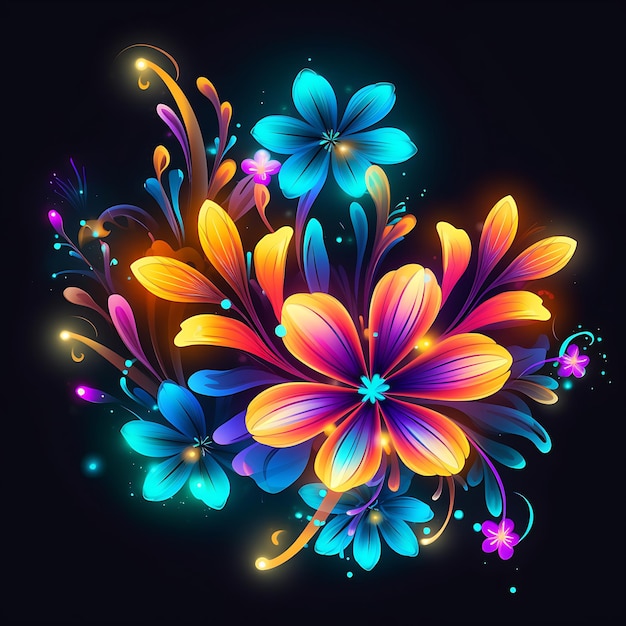 fundo de flores neon