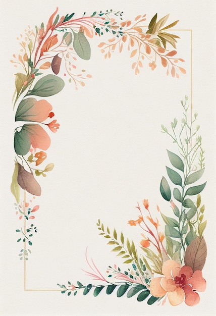 Fundo de flores rosas em aquarela de borda com espaço para design de casamento de texto IA generativa