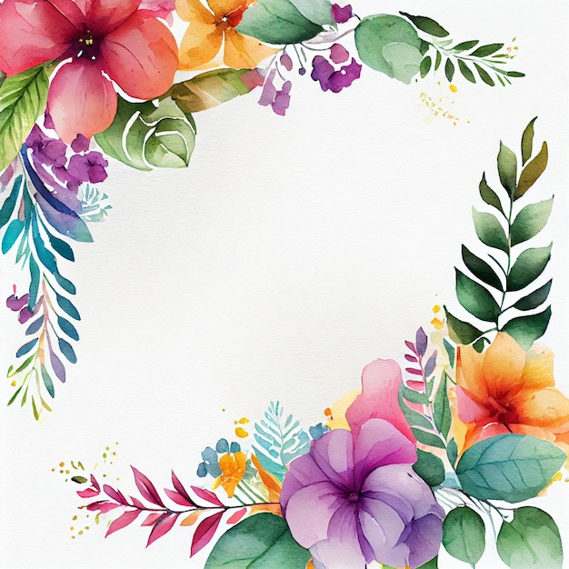 Fundo de flores silvestres em aquarela ilustração de flores de primavera em aquarela IA generativa