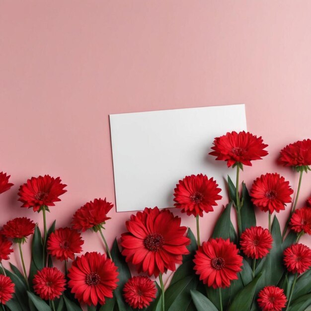 Fundo de flores vermelhas com espaço vazio para texto ou desenho de cartão de saudação Cartão postal para Internatio