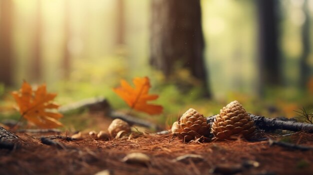 Fundo de floresta de Ação de Graças de outono com detalhes nítidos gerados por IA