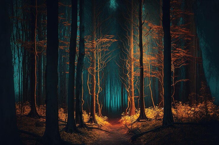 Foto fundo de floresta escura