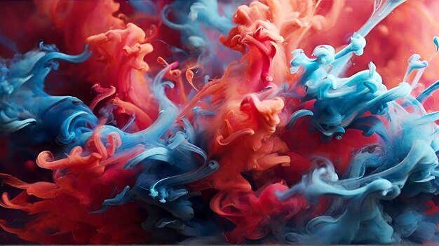 Fundo de fluxo de dados com fumaça colorida vermelha e azul