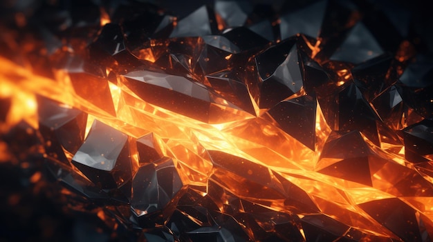 Foto fundo de fogo geométrico com pedras pretas em close-up