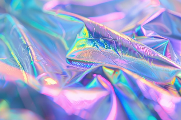 Fundo de folha metálica holográfica etérea com design futurista abstrato