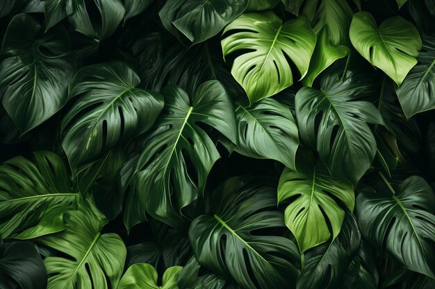 Foto fundo de folhas de plantas e desenho de flores tropicais para papel de parede