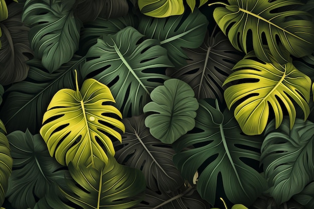 Fundo de folhas tropicais realistas vetoriais