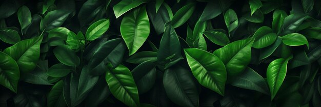 Fundo de folhas verdes exuberantes Folhagem tropical na natureza