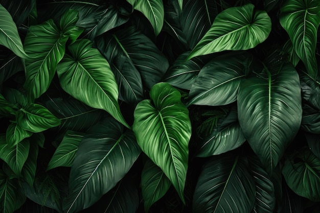 Fundo de folhas verdes tropicais ai generativo