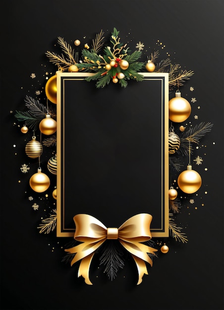 Fundo de folheto de Natal com design preto e dourado