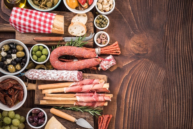 Fundo de fronteira de comida de bar de tapas espanholas