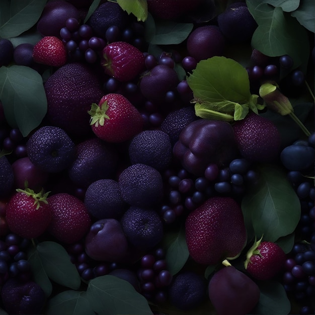 Fundo de frutas brilhantes escuras