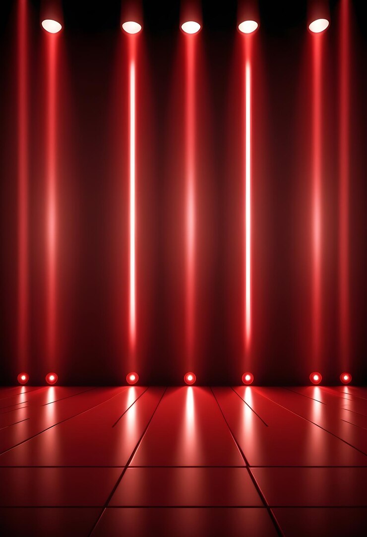 Foto fundo de fundo com iluminação de holofotes vermelhos para panfletos, cartazes e bandeiras