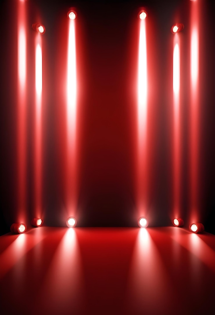 Foto fundo de fundo com iluminação de spotlights vermelhos para flyers poaters e bandeiras