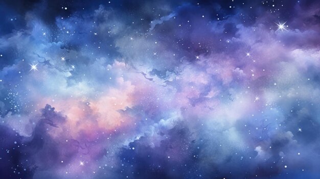 fundo de galáxia de aquarela azul e roxo