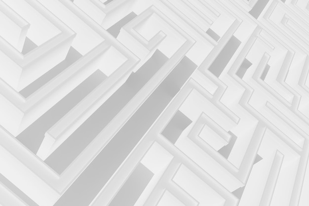 Fundo de geometria mínima branca com labirinto