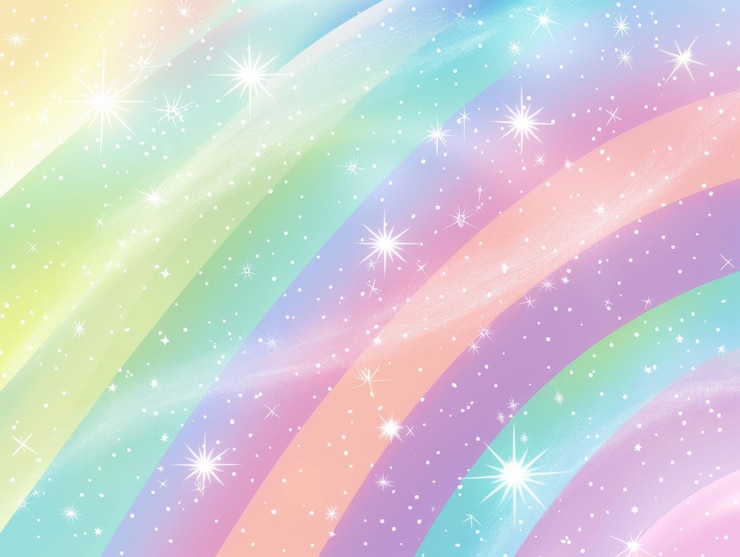 Foto fundo de gradiente de arco-íris pastel suave com estrelas cintilantes e brilhantes