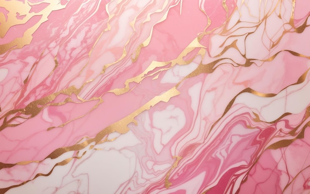 Fundo de gradiente pastel de mármore rosa com linhas douradas