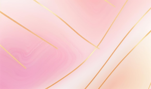 Fundo de gradiente pastel de mármore rosa com linhas douradas