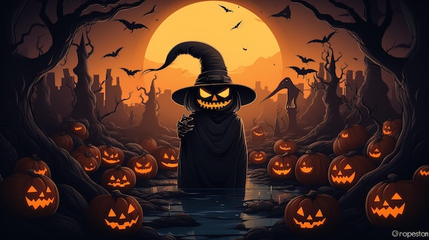 fundo de halloween assustador castelo assombrado cartaz generativo ai