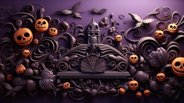 fundo de Halloween com abóbora 3D