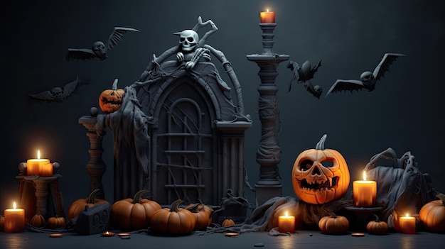 Fundo de Halloween com abóbora brilhante assustadora