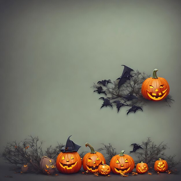 Fundo de Halloween com abóbora e foto gerada por Ai