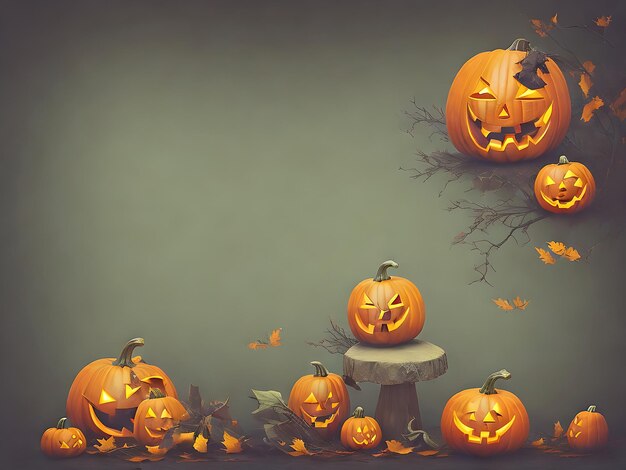 Fundo de Halloween com abóbora e foto gerada por Ai