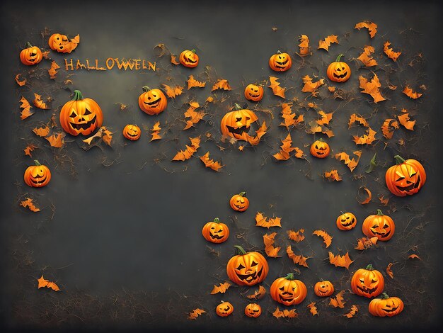 Fundo de Halloween com abóbora e foto gerada por Ai