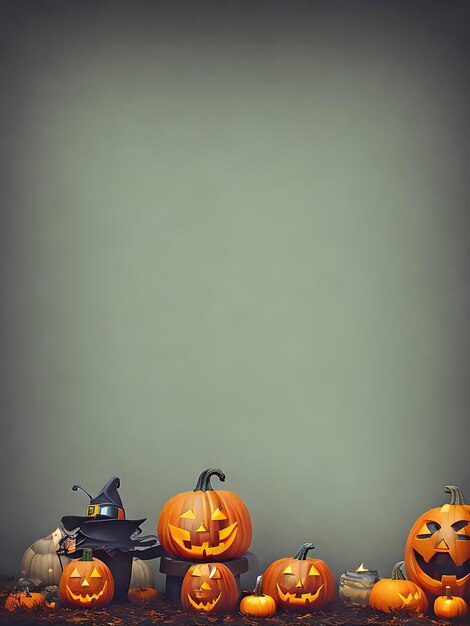 Fundo de Halloween com abóbora e foto gerada por Ai