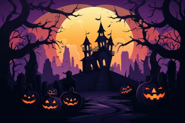Foto fundo de halloween com abóbora e morcego fundo de halloween com abóboras fundo de halloween