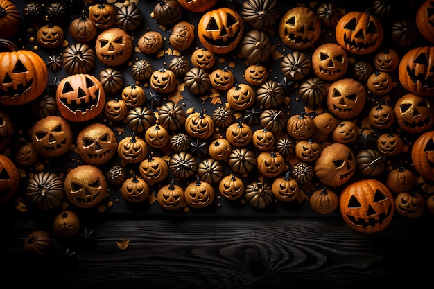 Fundo de Halloween com abóboras assustadoras geradas por IA