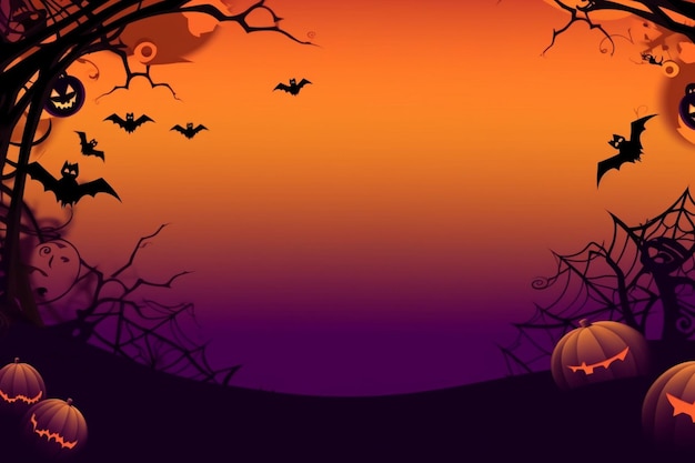 Foto fundo de halloween com abóboras assustadoras velas no cemitério à noite com um fundo de castelo