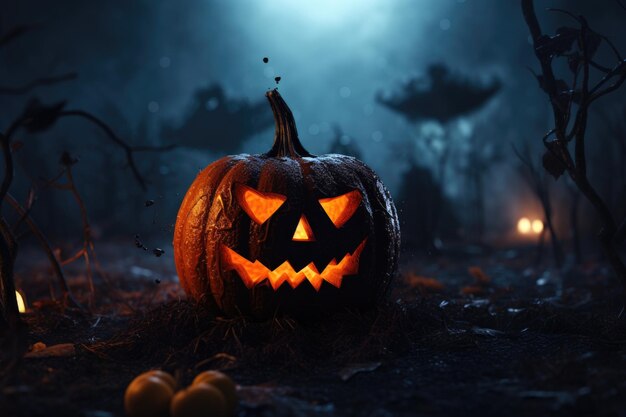 Foto fundo de halloween com jack o'lantern generative ai