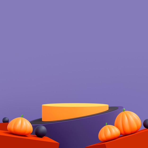 fundo de halloween com pódio para exibição de produtos.