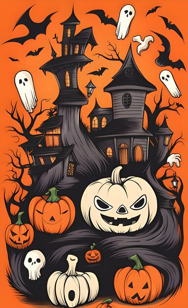 Fundo de Halloween em estilo cartoon