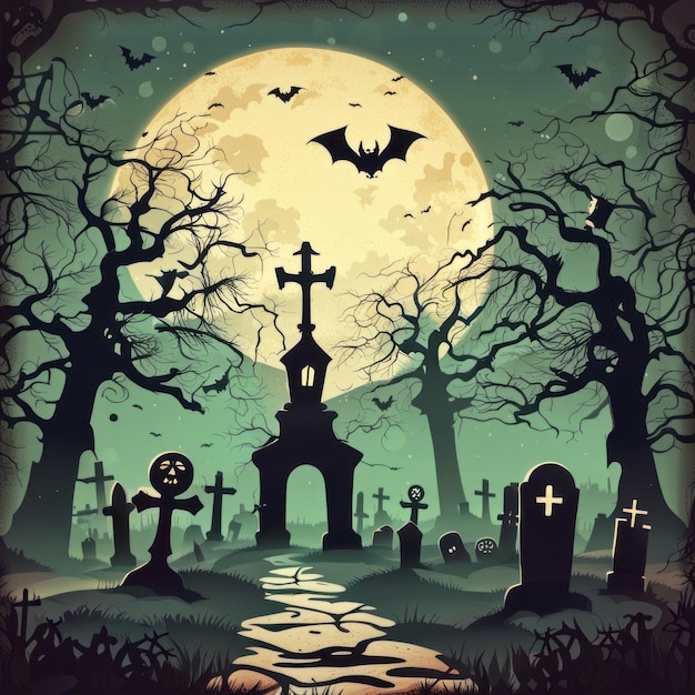 Fundo de Halloween estilo retrô assustador