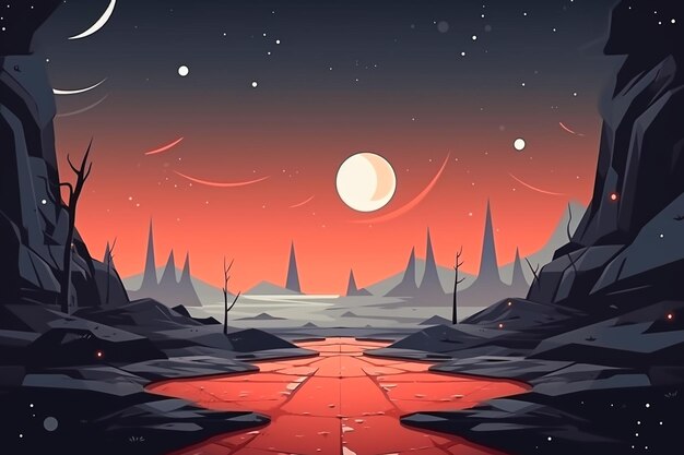 Foto fundo de ilustra??o de scifi minimalista plano