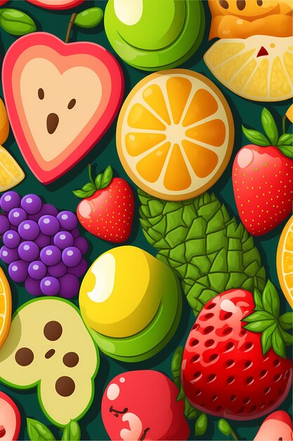 fundo de ilustração colorida de padrão de frutas