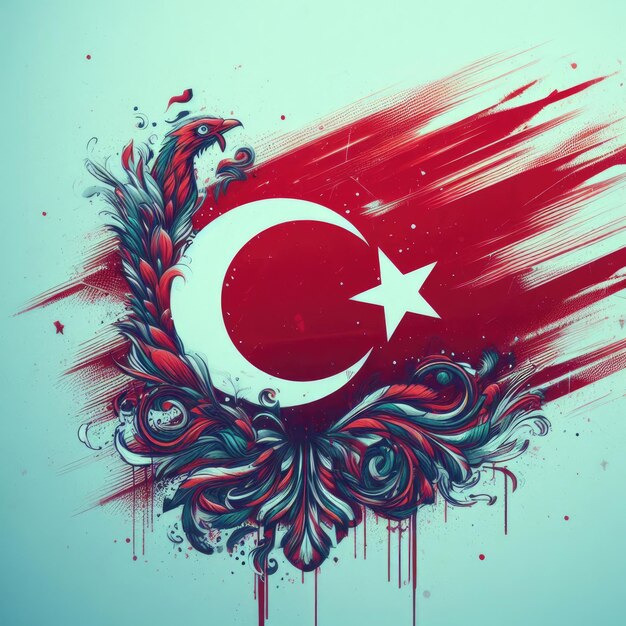 Foto fundo de ilustração da turquia com bandeira