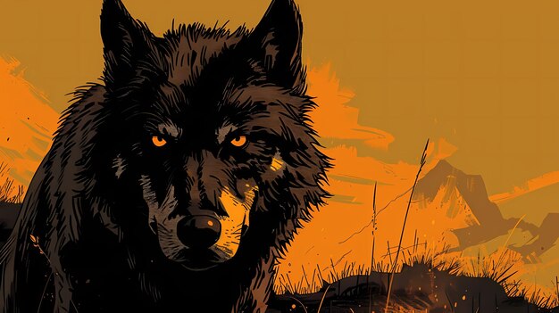 fundo de ilustração de arte de lobo alfa