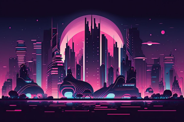 Fundo de ilustração de arte digital futurista cidade marte transporte espaço paisagem nave espacial planetas