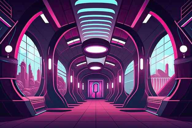 Fundo de ilustração de arte digital futurista cidade marte transporte espaço paisagem nave espacial planetas