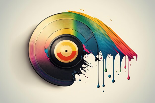 Fundo de ilustração de disco de vinil colorido Generative AI