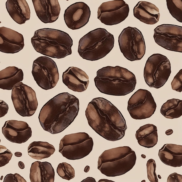 Foto fundo de ilustração de esboço de padrão de feijão de café