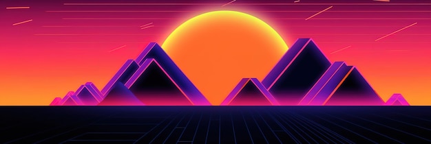 fundo de ilustração de estilo dos anos 80 novo design retrowave pano de fundo retrô laranja