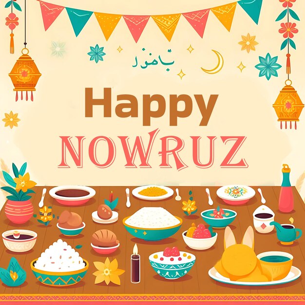 fundo de ilustração de Nowruz feliz plano design de fundo do festival de Nowruz