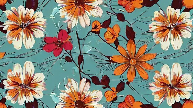 Fundo de ilustração de padrão floral colorido vintage